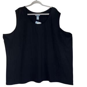 Liz & Me Womens Black 4X 30/32 TankTop Knit Accent Collar Summer Casual